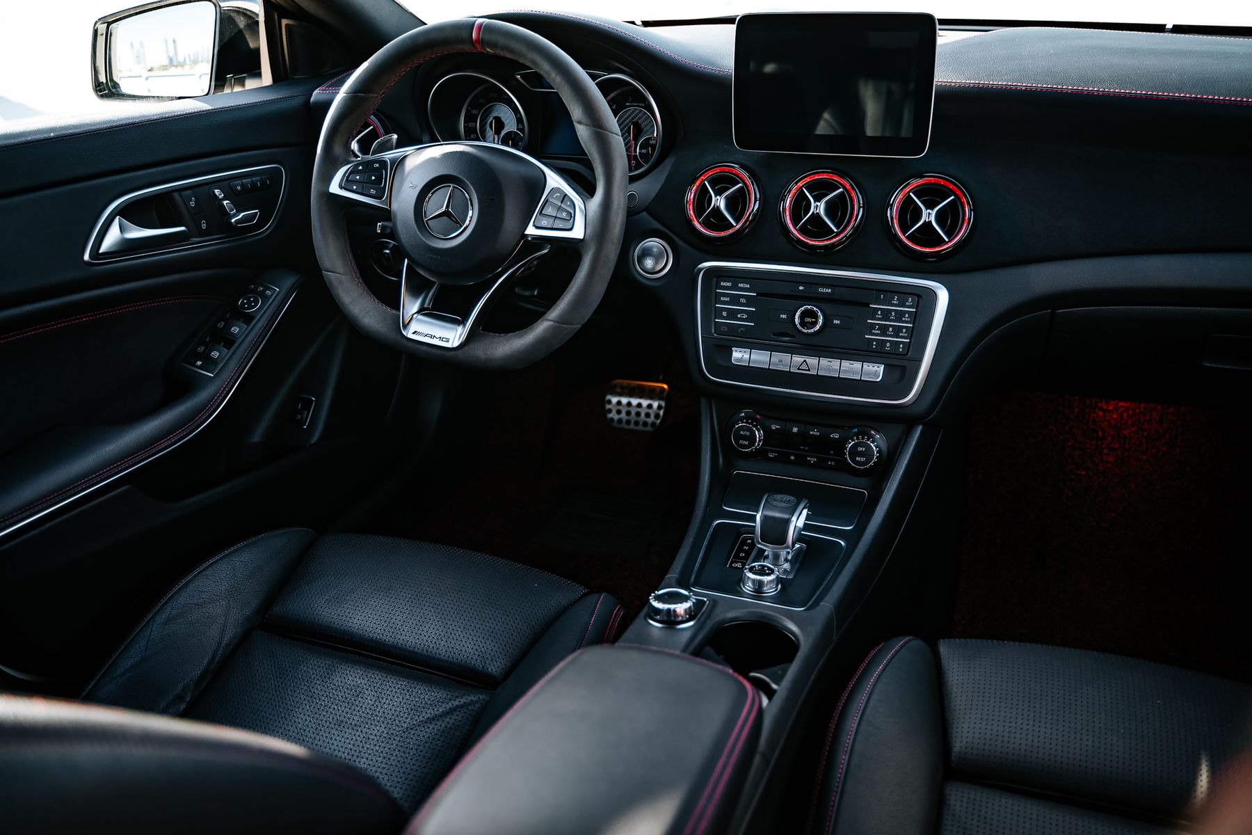 A vehicle interior receiving careful surface cleaning